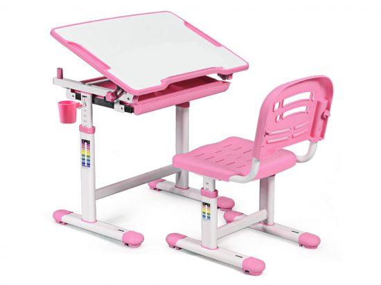 Дитяча парта столик+стільчик набір Evo-kids Evo-06 Grey рожевий для дівчинки