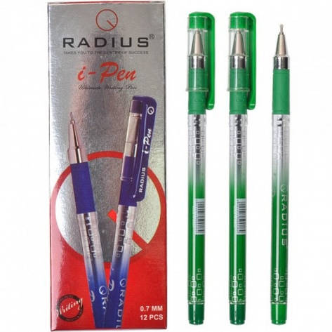 Ручка кулькова Radius — I-Pen (уп-12) зелена з принтом, фото 1