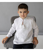 Детская Вышиванка для мальчика белым по белому, Белые рубашки вышиванки для мальчиков