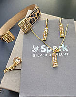 Комплект серебряных украшений : сережки и кулон Spark