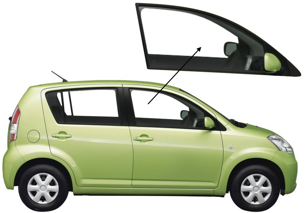Бічне скло Daihatsu Sirion 2005-2023 передніх дверей праве