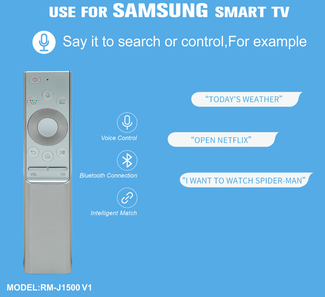 Универсальный пульт RM-J1500 для SAMSUNG SMART TV (с микрофоном) металлический корпус - фото 5 - id-p1792058553