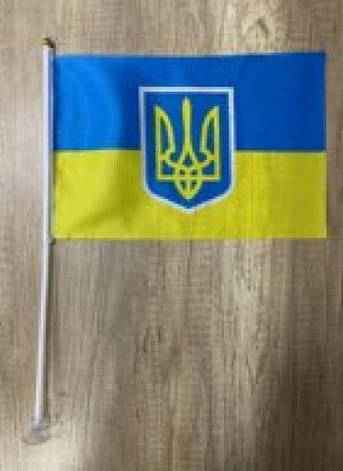 Прапор України Q-3 на присоску 20*30 см, пак-12шт, фото 2