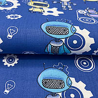 Польська бязь "Роботи сині, жовті, блакитні на синьому", фото 3