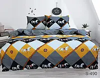 Комплект постельного белья из сатина серого цвета с рисунком Лошадка Двуспальный