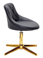 Стілець Foro GD-Modern Base чорний шкірозамінник, на золотій хрестовині зі стопами, регулювання висоти, фото 4