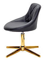 Стілець Foro GD-Modern Base чорний шкірозамінник, на золотій хрестовині зі стопами, регулювання висоти, фото 3