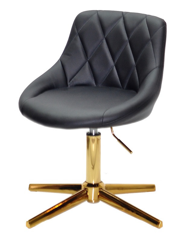 Стілець Foro GD-Modern Base чорний шкірозамінник, на золотій хрестовині зі стопами, регулювання висоти, фото 1