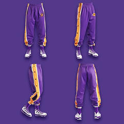 Спортивні штани дитячі чоловічі Лейкерс Lakers тренувальні баскетбольні розминкові на кнопках XXXL