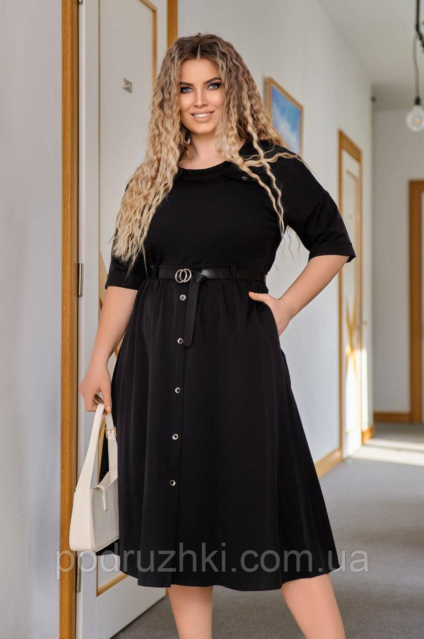 Однотонне плаття жіноче весна-літо Тканина костюмний креп Розміри 42-44,44-46,48-50,52-54,56-58, фото 1