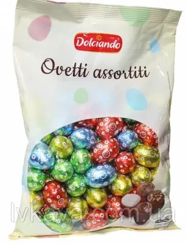 Шоколадні цукерки Асорті Великодні Яєчня Ovetti assortiti Dolciando 850 г Італія