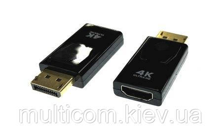 03-00-071. Перехідник штекер Display Port → гніздо HDMI, gold pin, корпус пластик