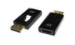 03-00-071. Перехідник штекер Display Port → гніздо HDMI, gold pin, корпус пластик