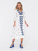Платье-вышиванка с объемными рукавами 3/4.