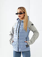 Женская демисезонная куртка «Комбинированая» арт. 1011 голубого цвета /голубая/голубой