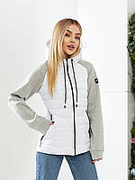 Жіноча демисезона куртка «Комбінована» арт. 1011 білого кольору/ білий