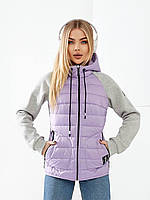 Жіноча демисезона куртка «Комбінована» арт. 1011 бузкового кольору/ бузковий/ бузок