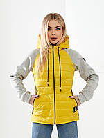 Жіноча демисезона куртка «Комбінована» арт. 1011 жовтого кольору/ жовтий