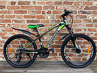Велосипед Горный Royal Fox 24 колеса рама 12,5 Черно-Зеленый (от 130 см) от 8 лет