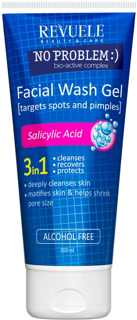 Гель для вмивання проти акне та прищів із саліциловою кислотою Revuele, 200 мл, фото 1