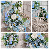 Віночок великодній з кроликом , великодній віночок на двері, великодній декор, Д - 26 см, фото 10