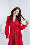 Гарна шовкова сукня міді Люкс червона (різні кольори) XS S M L, фото 2