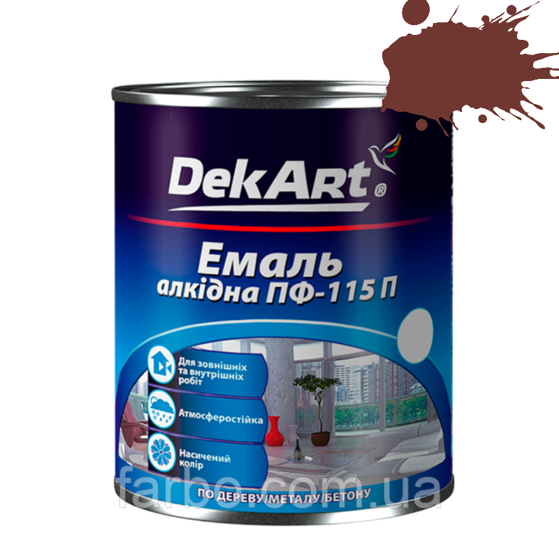 Емаль алкідна ПФ-115 П DekArt червоно-коричнева 2.8 кг, фото 1