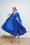 Гарна шовкова сукня міді Люкс електрик (різні кольори) XS S M L, фото 3