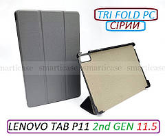 Сірий чохол книжка Lenovo Tab P11 2nd Gen (2-е покоління) TB-350FU(XU) ivanaks tri fold pc grey