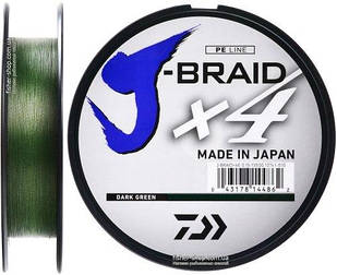 Шнур Daiwa J-Braid X4E Dark Green 135 м 0.21 мм