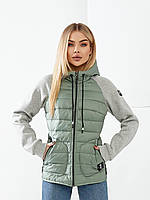 Жіноча демисезона куртка «Комбінована» арт. 1011 зеленого кольору/ оливковий/ оливка