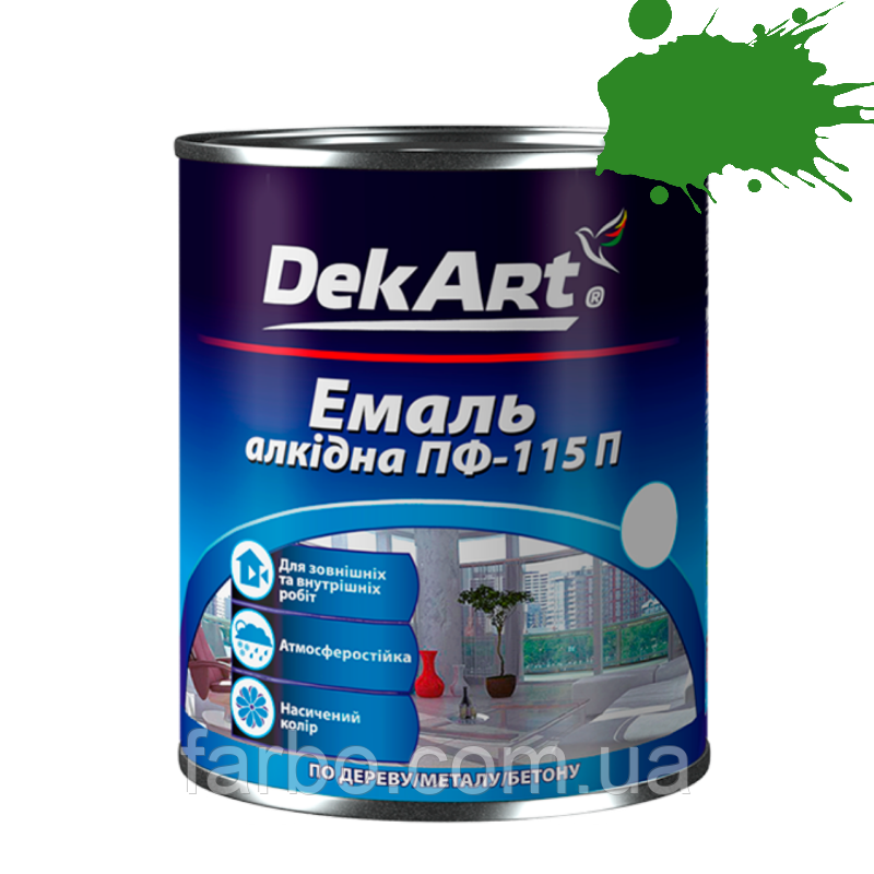 Емаль алкідна ПФ-115 П DekArt яскраво-зелена 2.8 кг