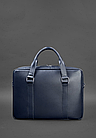 Шкіряна чоловіча сумка для ноутбука та документів з натуральної шкіри через плече з ручками синя, фото 4