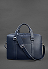 Шкіряна чоловіча сумка для ноутбука та документів з натуральної шкіри через плече з ручками синя, фото 7
