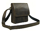 Чоловіча шкіряна сумка через плече планшет месенджер із натуральної шкіри з клапаном коричнева 23×20×7 см, фото 2