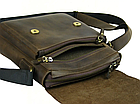 Чоловіча шкіряна сумка через плече планшет месенджер із натуральної шкіри з клапаном коричнева 23×20×7 см, фото 5