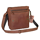 Чоловіча шкіряна сумка через плече планшет із натуральної шкіри з клапаном світло-коричнева 28×24×7 см, фото 2