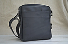 Чоловіча шкіряна сумка через плече планшет месенджер із натуральної шкіри без клапана чорна 22×20×5 см, фото 3