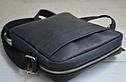 Чоловіча шкіряна сумка через плече планшет месенджер із натуральної шкіри без клапана чорна 22×20×5 см, фото 4