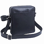 Чоловіча шкіряна сумка через плече планшет месенджер із натуральної шкіри без клапана чорна 22×20×5 см, фото 5
