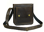 Чоловіча шкіряна сумка через плече планшет месенджер із натуральної шкіри з клапаном коричнева 23×20×6 см, фото 2