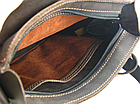 Чоловіча шкіряна сумка через плече планшет месенджер із натуральної шкіри з клапаном коричнева 23×20×6 см, фото 6