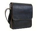 Чоловіча шкіряна сумка через плече планшет месенджер із натуральної шкіри з клапаном коричнева 28×25×6 см, фото 2