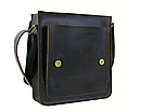 Чоловіча шкіряна сумка через плече планшет месенджер із натуральної шкіри з клапаном коричнева 28×25×6 см, фото 3
