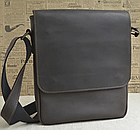 Чоловіча шкіряна сумка через плече шкіри планшет месенджер із натуральної шкіри з клапаном коричнева 27×24×5 см, фото 3