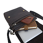 Чоловіча шкіряна сумка через плече шкіри планшет месенджер із натуральної шкіри з клапаном коричнева 27×24×5 см, фото 5