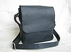 Чоловіча шкіряна сумка через плече на 2 відділи із натуральної шкіри месенджер з клапаном чорна 27×24×7 см, фото 2