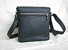 Чоловіча шкіряна сумка через плече на 2 відділи із натуральної шкіри месенджер з клапаном чорна 27×24×7 см, фото 3