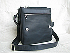 Чоловіча шкіряна сумка через плече на 2 відділи із натуральної шкіри месенджер з клапаном чорна 27×24×7 см, фото 4
