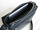 Чоловіча шкіряна сумка через плече на 2 відділи із натуральної шкіри месенджер з клапаном чорна 27×24×7 см, фото 5